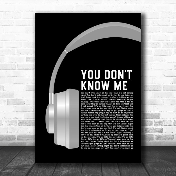 Armand Van Helden You Don't Know Me Grey Headphones Decorative Wall Art Gift Song Lyric Print