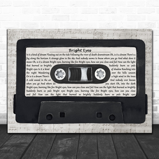Art Garfunkel Bright Eyes Music Script Cassette Tape Decorative Wall Art Gift Song Lyric Print