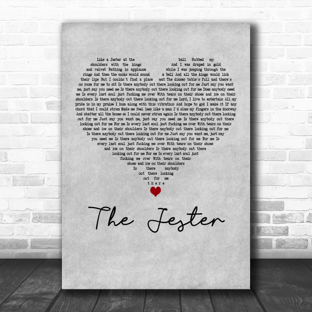 Badflower The Jester Grey Heart Decorative Wall Art Gift Song Lyric Print