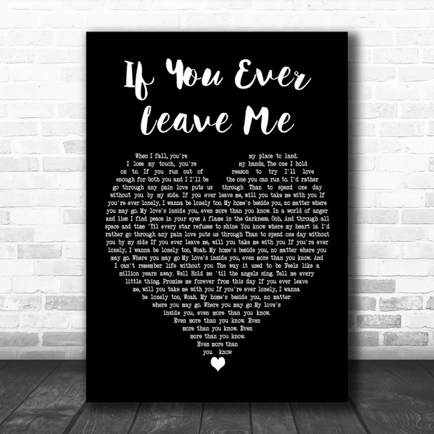 Barbra Streisand feat. Vince Gill If You Ever Leave Me Black Heart Wall Art Gift Song Lyric Print