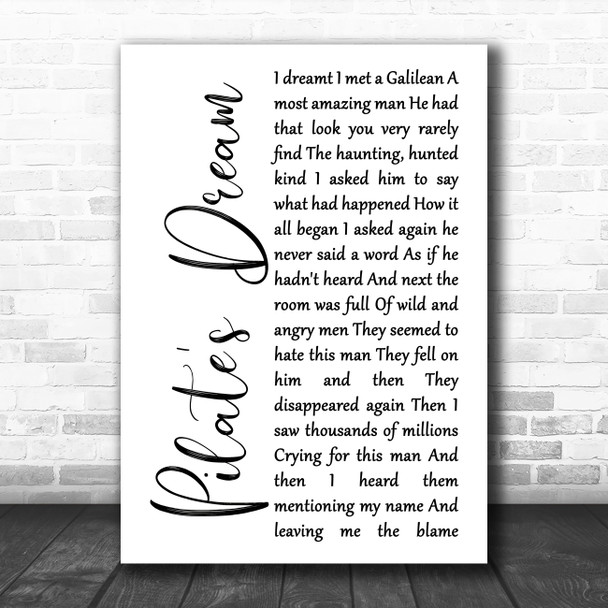 Barry Dennen Pilate's Dream White Script Decorative Wall Art Gift Song Lyric Print