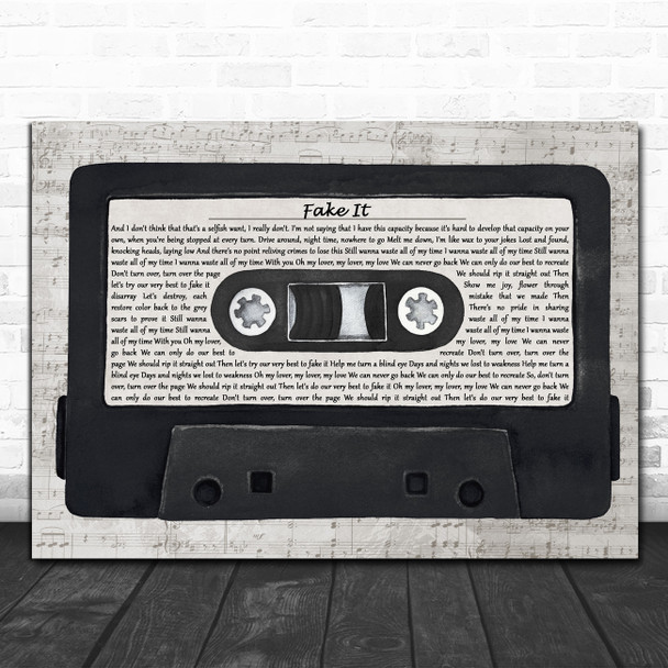 Bastille Fake It Music Script Cassette Tape Decorative Wall Art Gift Song Lyric Print