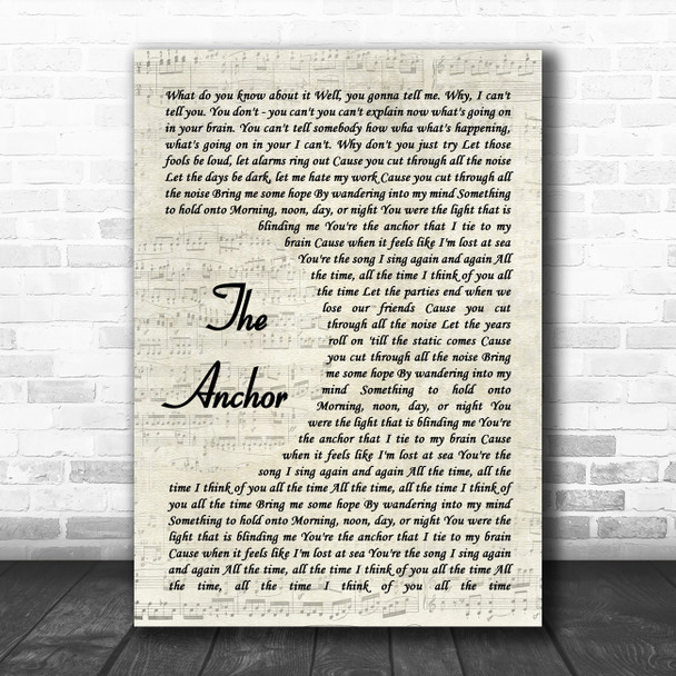 Bastille The Anchor Vintage Script Decorative Wall Art Gift Song Lyric Print