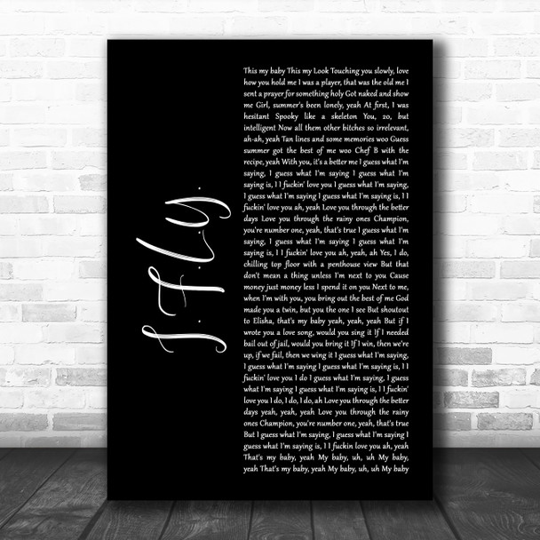 Bazzi I.F.L.Y. Black Script Decorative Wall Art Gift Song Lyric Print