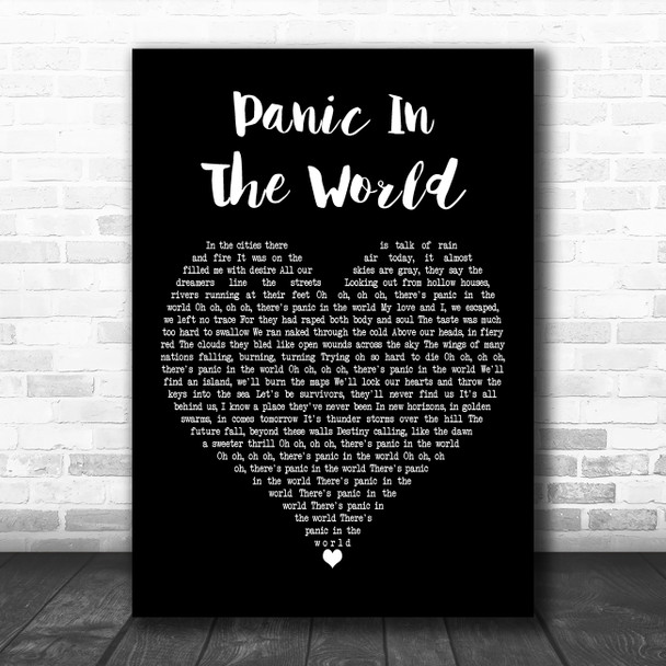 Be Bop Deluxe Panic In The World Black Heart Decorative Wall Art Gift Song Lyric Print