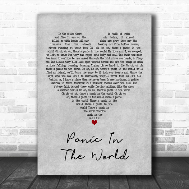 Be Bop Deluxe Panic In The World Grey Heart Decorative Wall Art Gift Song Lyric Print