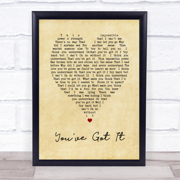 Simply Red You've Got It Vintage Heart Song Lyric Music Wall Art Print