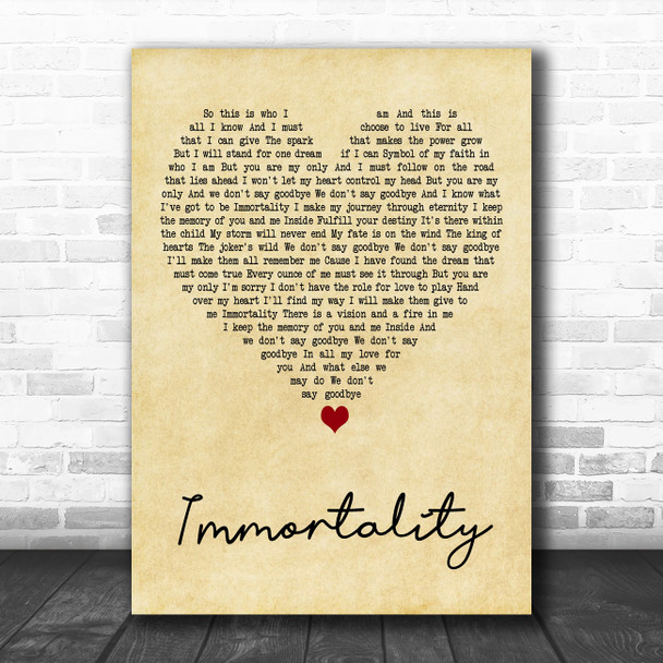 Bee Gees Immortality Vintage Heart Decorative Wall Art Gift Song Lyric Print