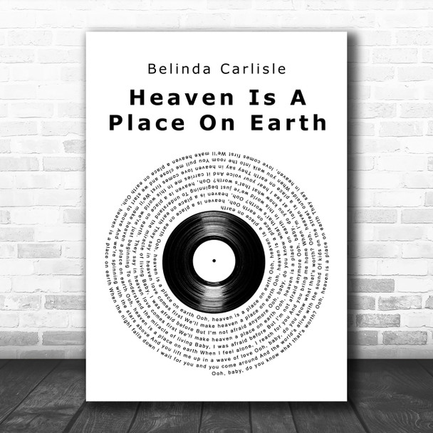 Belinda Carlisle Heaven Is a Place on Earth Vinyl Record Decorative Gift Song Lyric Print