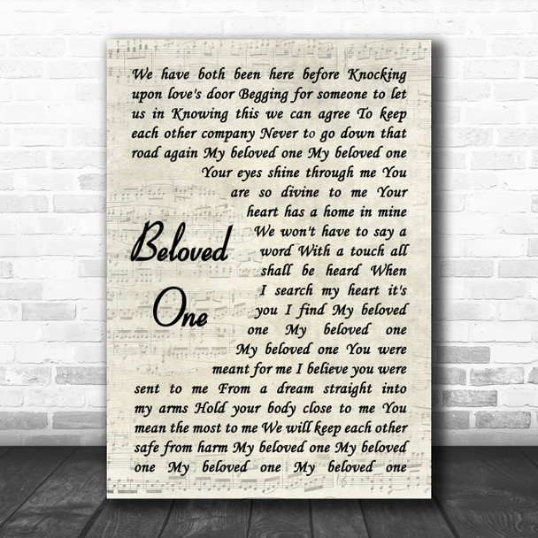 Ben Harper Beloved One Vintage Script Decorative Wall Art Gift Song Lyric Print