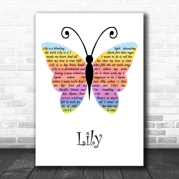 Benjamin Gibbard Lily Rainbow Butterfly Decorative Wall Art Gift Song Lyric Print