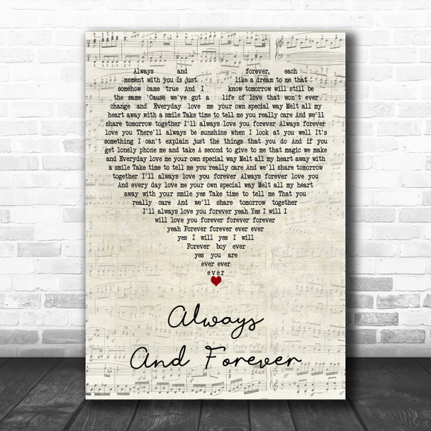 Beverley Knight Always And Forever Script Heart Decorative Wall Art Gift Song Lyric Print