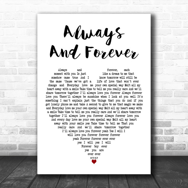 Beverley Knight Always And Forever White Heart Decorative Wall Art Gift Song Lyric Print