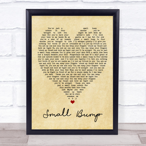 Small Bump Ed Sheeran Vintage Heart Song Lyric Music Wall Art Print