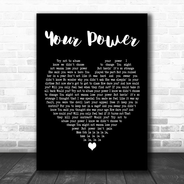 Billie Eilish Your Power Black Heart Decorative Wall Art Gift Song Lyric Print