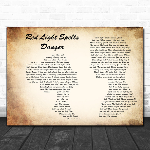 Billy Ocean Red Light Spells Danger Man Lady Couple Decorative Gift Song Lyric Print