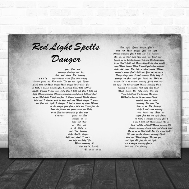 Billy Ocean Red Light Spells Danger Man Lady Couple Grey Decorative Gift Song Lyric Print