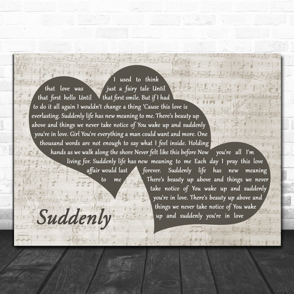 Billy Ocean Suddenly Landscape Music Script Two Hearts Decorative Gift Song Lyric Print