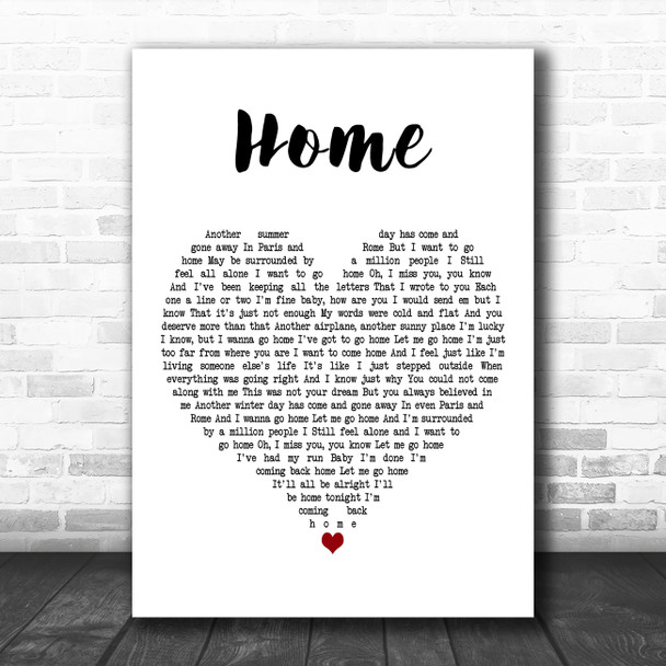 Blake Shelton Home White Heart Decorative Wall Art Gift Song Lyric Print