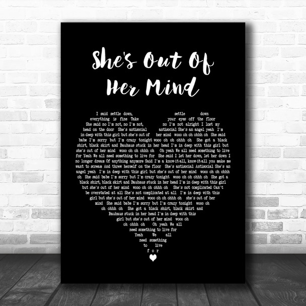 Blink-182 She's Out Of Her Mind Black Heart Decorative Wall Art Gift Song Lyric Print
