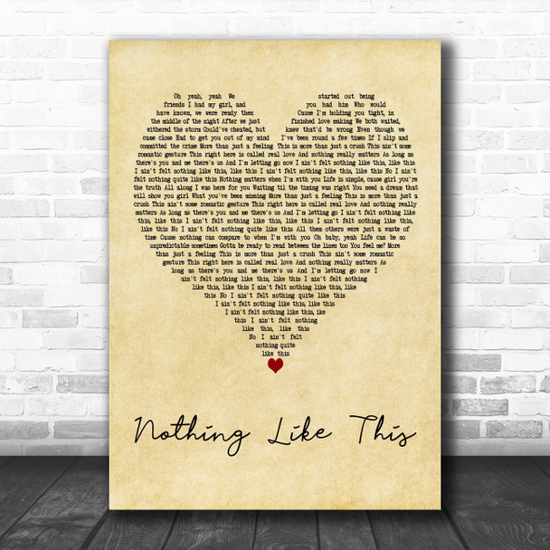 Blonde & Craig David Nothing Like This Vintage Heart Decorative Wall Art Gift Song Lyric Print