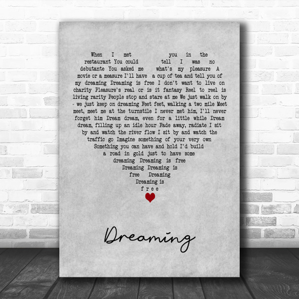 Blondie Dreaming Grey Heart Decorative Wall Art Gift Song Lyric Print