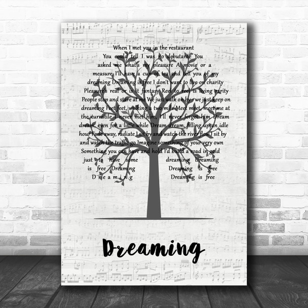Blondie Dreaming Music Script Tree Decorative Wall Art Gift Song Lyric Print