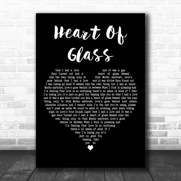 Blondie Heart Of Glass Black Heart Decorative Wall Art Gift Song Lyric Print