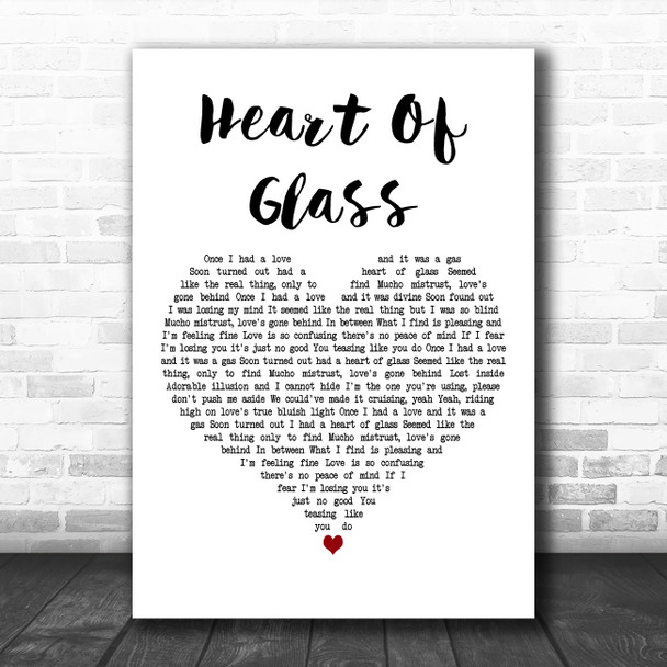 Blondie Heart Of Glass White Heart Decorative Wall Art Gift Song Lyric Print