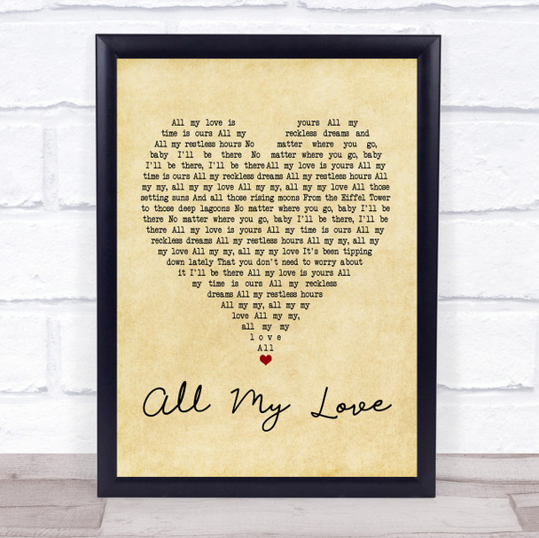 George Ezra All My Love Vintage Heart Song Lyric Music Wall Art Print