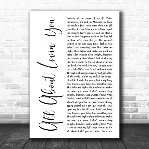 Bon Jovi All About Lovin' You White Script Decorative Wall Art Gift Song Lyric Print