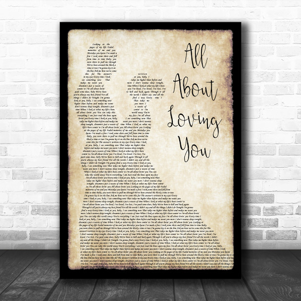 Bon Jovi All About Loving You Man Lady Dancing Decorative Wall Art Gift Song Lyric Print