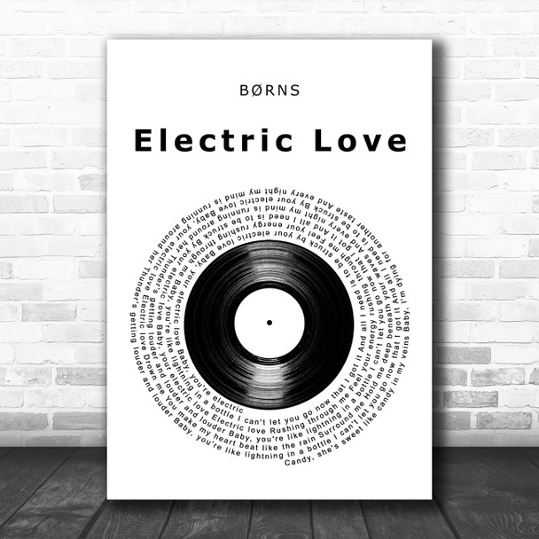 BØRNS Electric Love Vinyl Record Decorative Wall Art Gift Song Lyric Print
