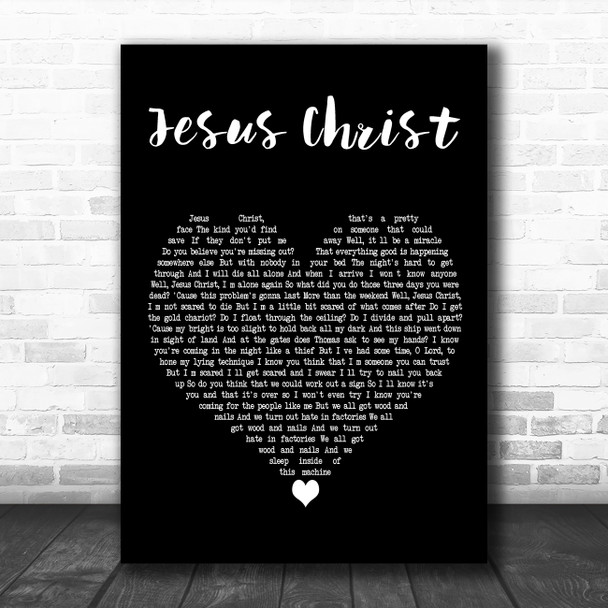 Brand New Jesus Christ Black Heart Decorative Wall Art Gift Song Lyric Print