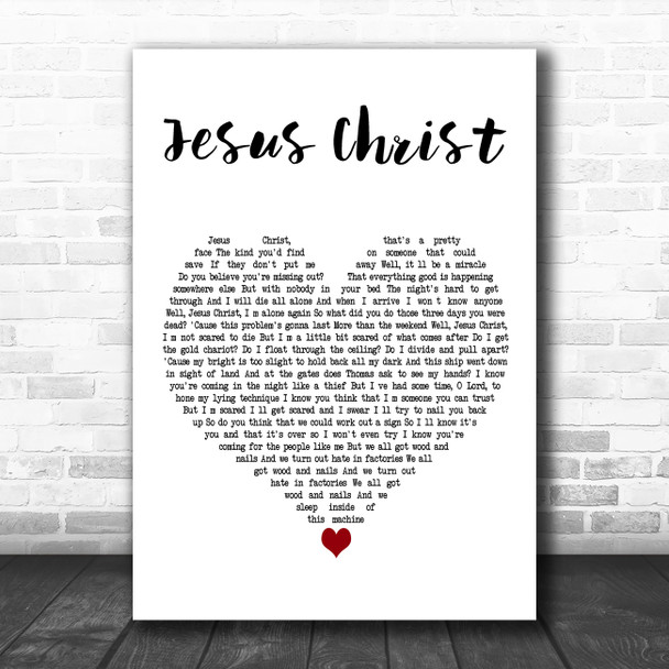 Brand New Jesus Christ White Heart Decorative Wall Art Gift Song Lyric Print
