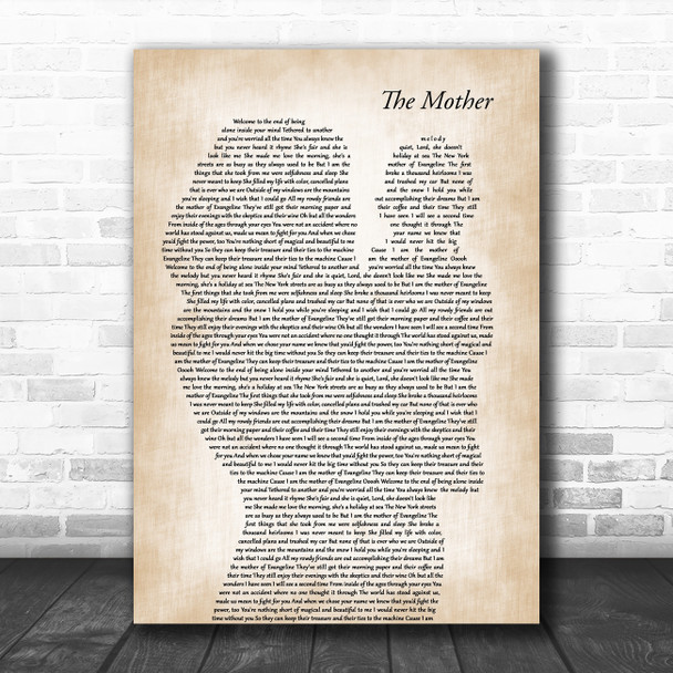 Brandi Carlile The Mother Mother & Baby Decorative Wall Art Gift Song Lyric Print