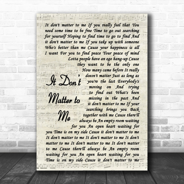 Bread It Dont Matter to Me Vintage Script Decorative Wall Art Gift Song Lyric Print