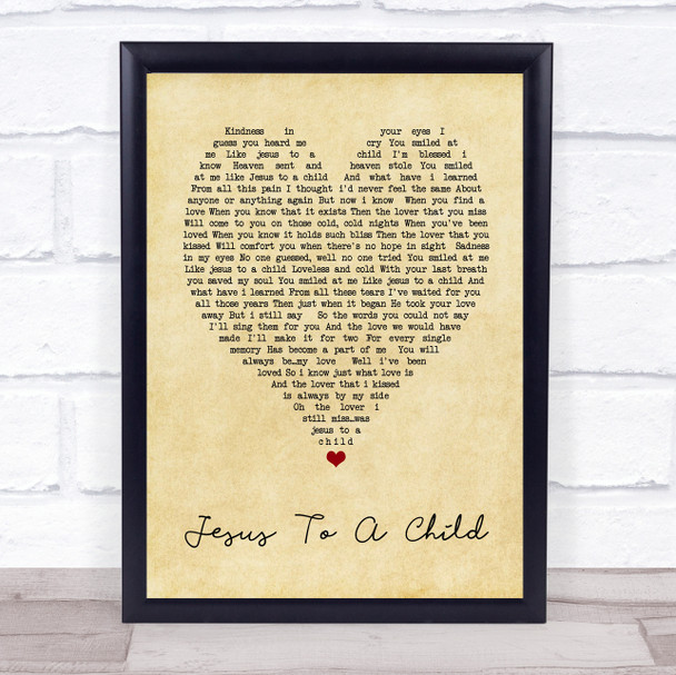 George Michael Jesus To A Child Vintage Heart Song Lyric Music Wall Art Print