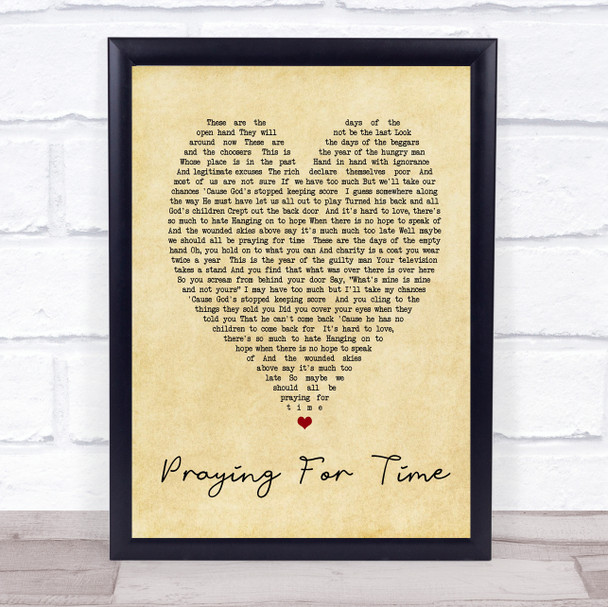 George Michael Praying For Time Vintage Heart Song Lyric Music Wall Art Print