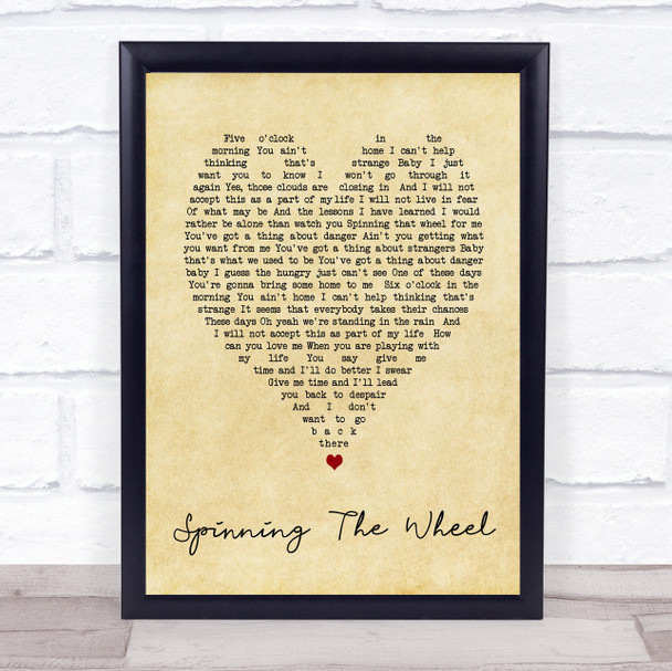 George Michael Spinning The Wheel Vintage Heart Song Lyric Music Wall Art Print