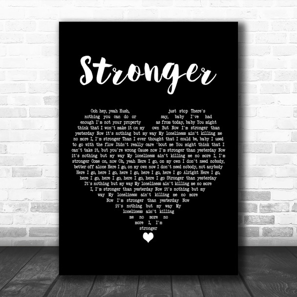 Britney Spears Stronger Black Heart Decorative Wall Art Gift Song Lyric Print