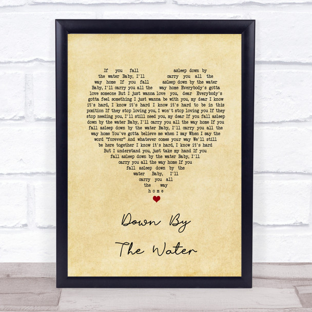 The Drums Down By The Water Vintage Heart Song Lyric Music Wall Art Print