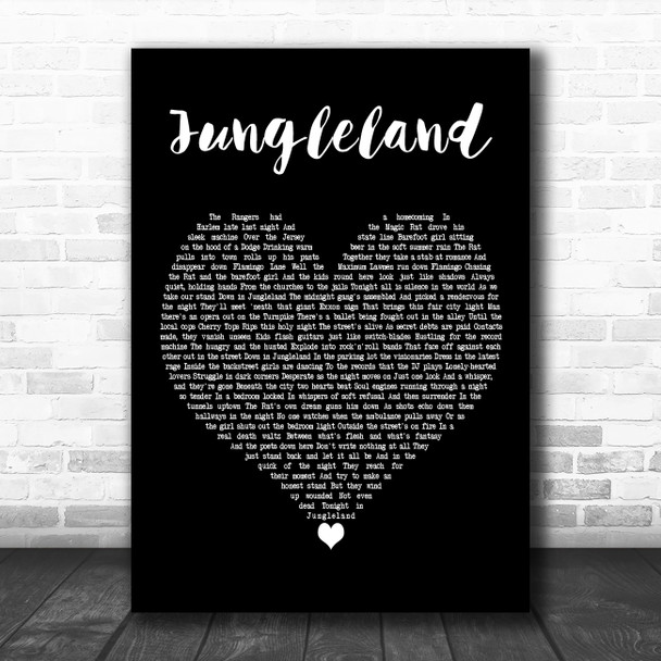 Bruce Springsteen Jungleland Black Heart Decorative Wall Art Gift Song Lyric Print