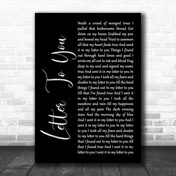 Bruce Springsteen Letter To You Black Script Decorative Wall Art Gift Song Lyric Print