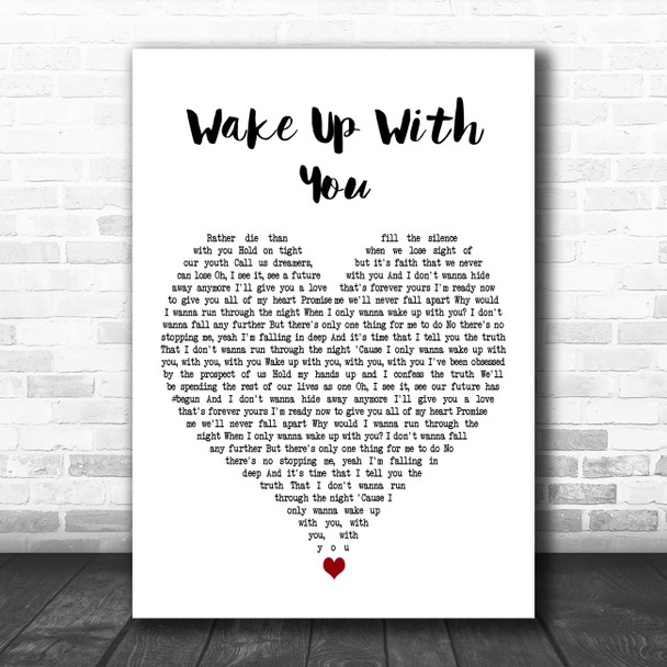 Bruno Martini, Becky Hill & Magnificence Wake Up With You White Heart Wall Art Song Lyric Print