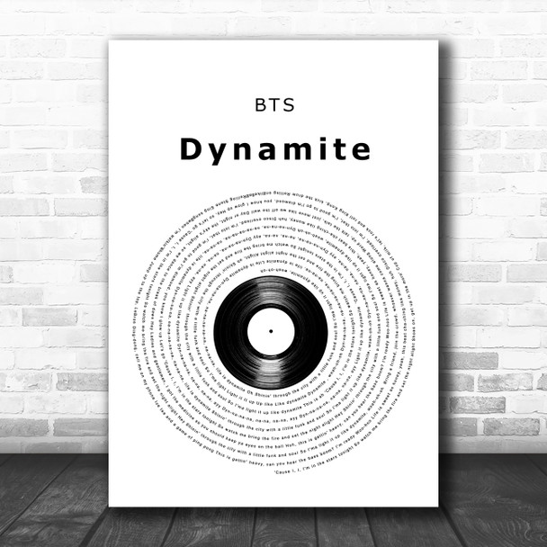 BTS Dynamite Vinyl Record Decorative Wall Art Gift Song Lyric Print