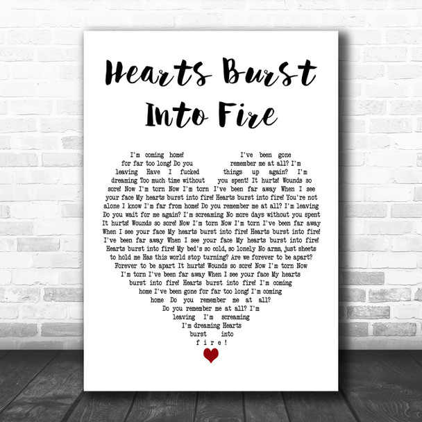 Bullet For My Valentine Hearts Burst Into Fire White Heart Decorative Wall Art Gift Song Lyric Print