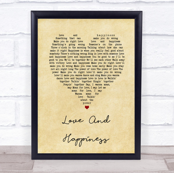 Al Green Love And Happiness Vintage Heart Song Lyric Music Wall Art Print