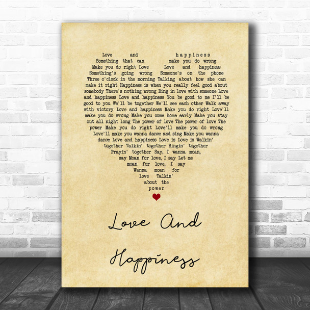 Al Green Love And Happiness Vintage Heart Song Lyric Music Wall Art Print