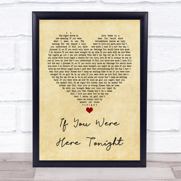 Alexander O'Neal If You Were Here Tonight Vintage Heart Song Lyric Music Wall Art Print